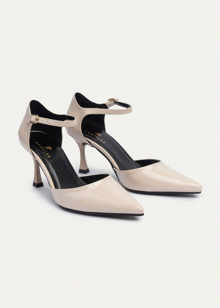 Liana Patent Pointed Heels | Beige