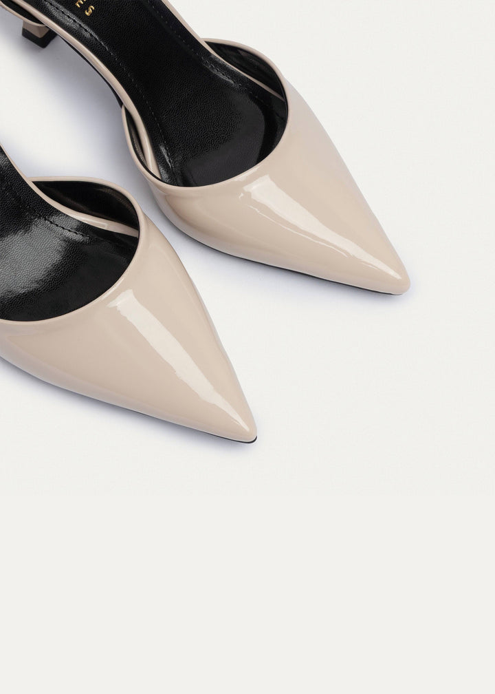 Liana Patent Pointed Heels | Beige