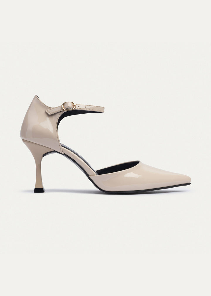 Liana Patent Pointed Heels | Beige