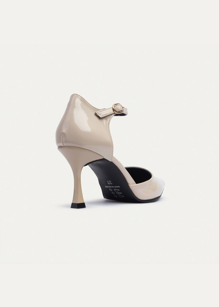 Liana Patent Pointed Heels | Beige