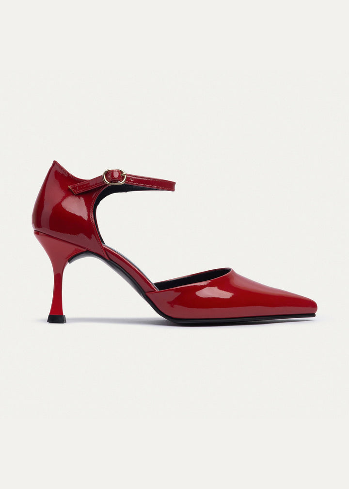 Liana Patent Pointed Heels | Crimson Red