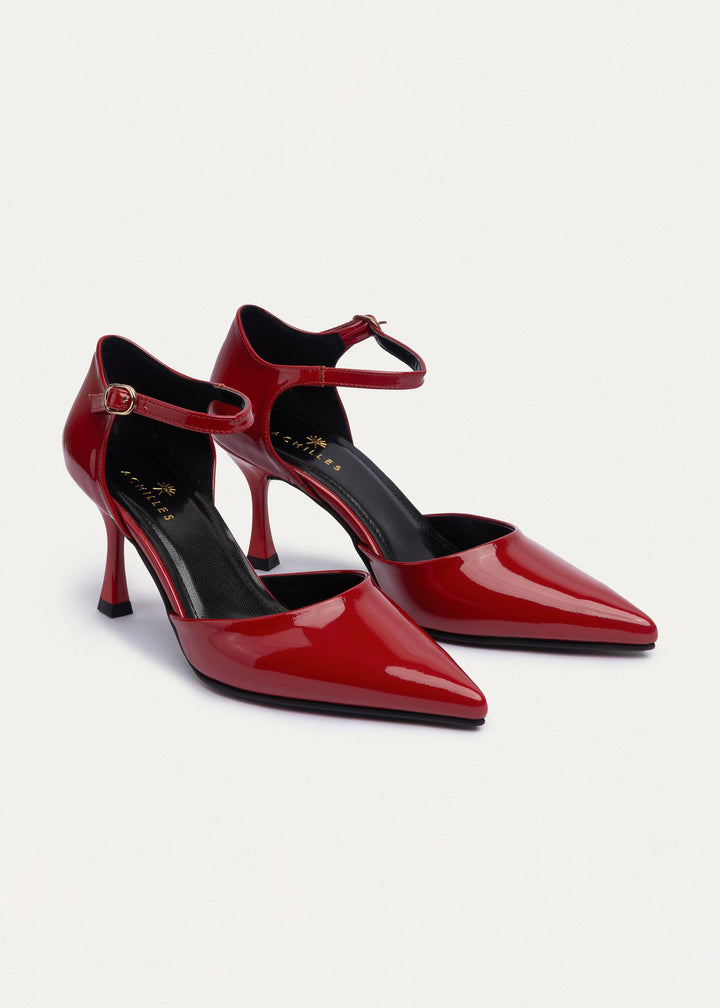 Achilles| Liana Patent Pointed Heels - Crimson Red