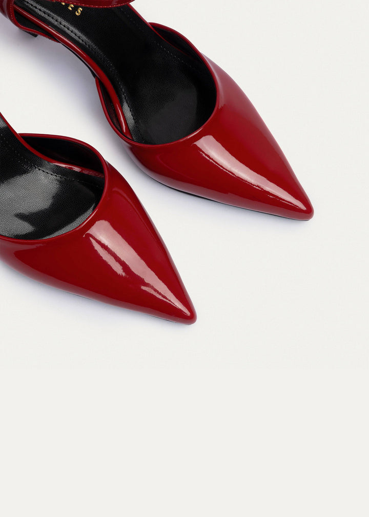 Liana Patent Pointed Heels | Crimson Red