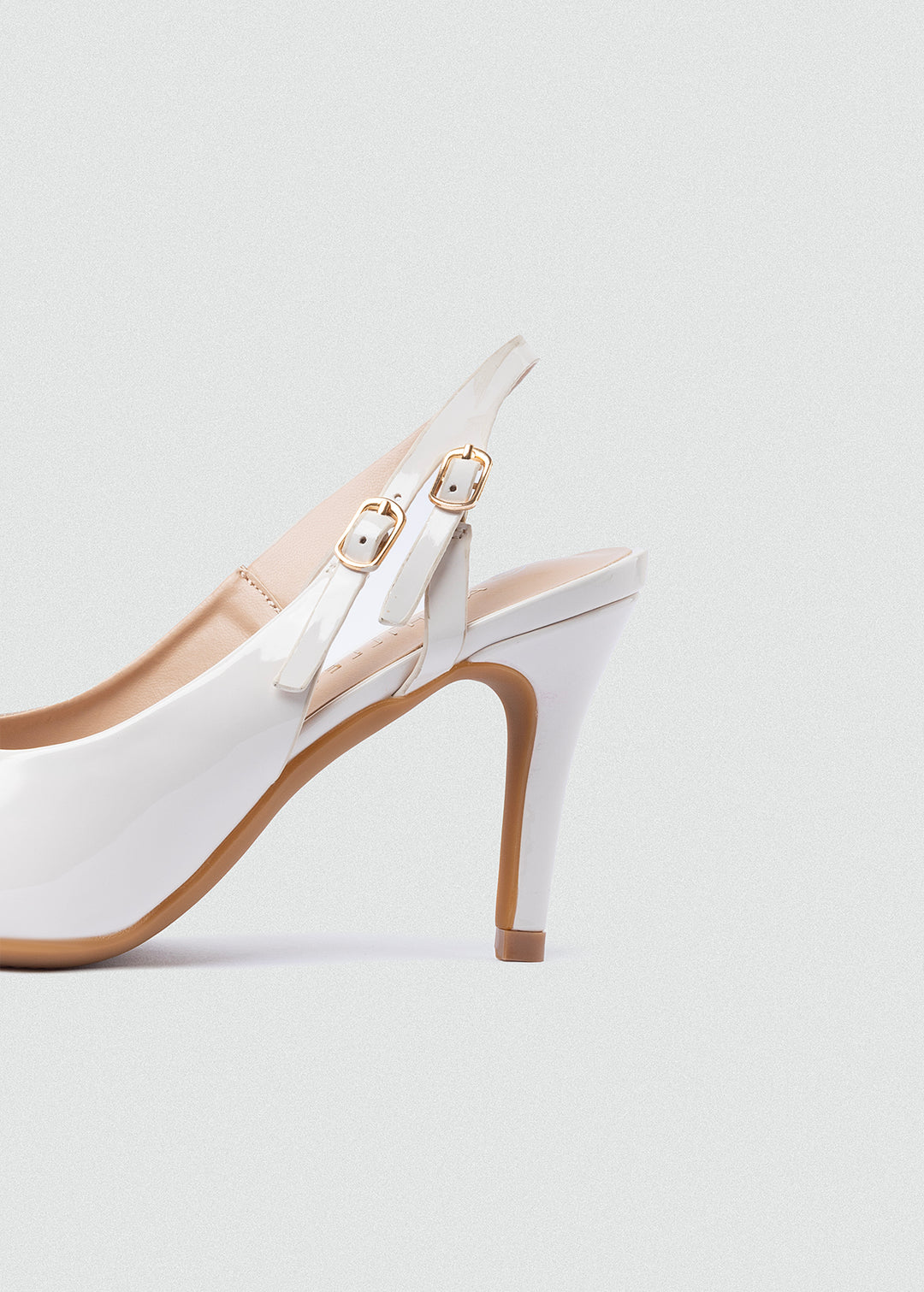 Double-Buckle Patent Slingback Pumps - Beige