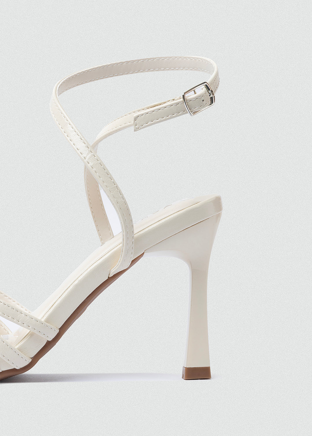 Wrap-Strap Patent Heeled Sandals - White