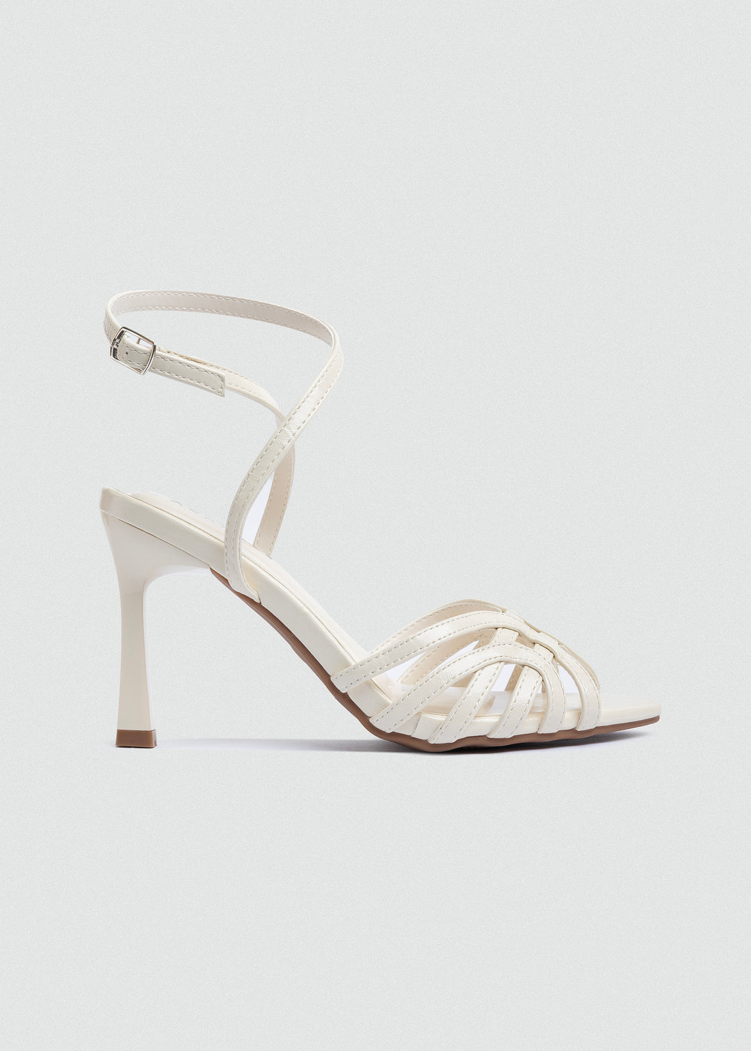 Wrap-Strap Patent Heeled Sandals - White