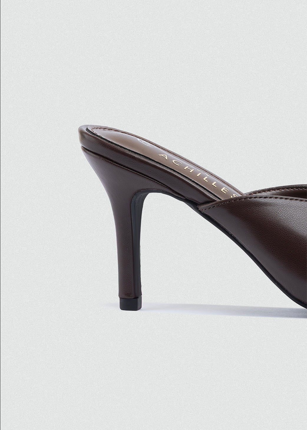 Notched Peep-Toe Slip-On Mules - Brown