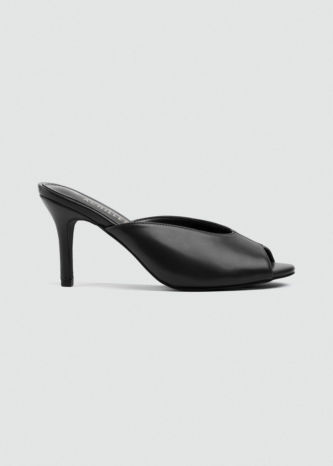 Notched Peep-Toe Slip-On Mules - Black