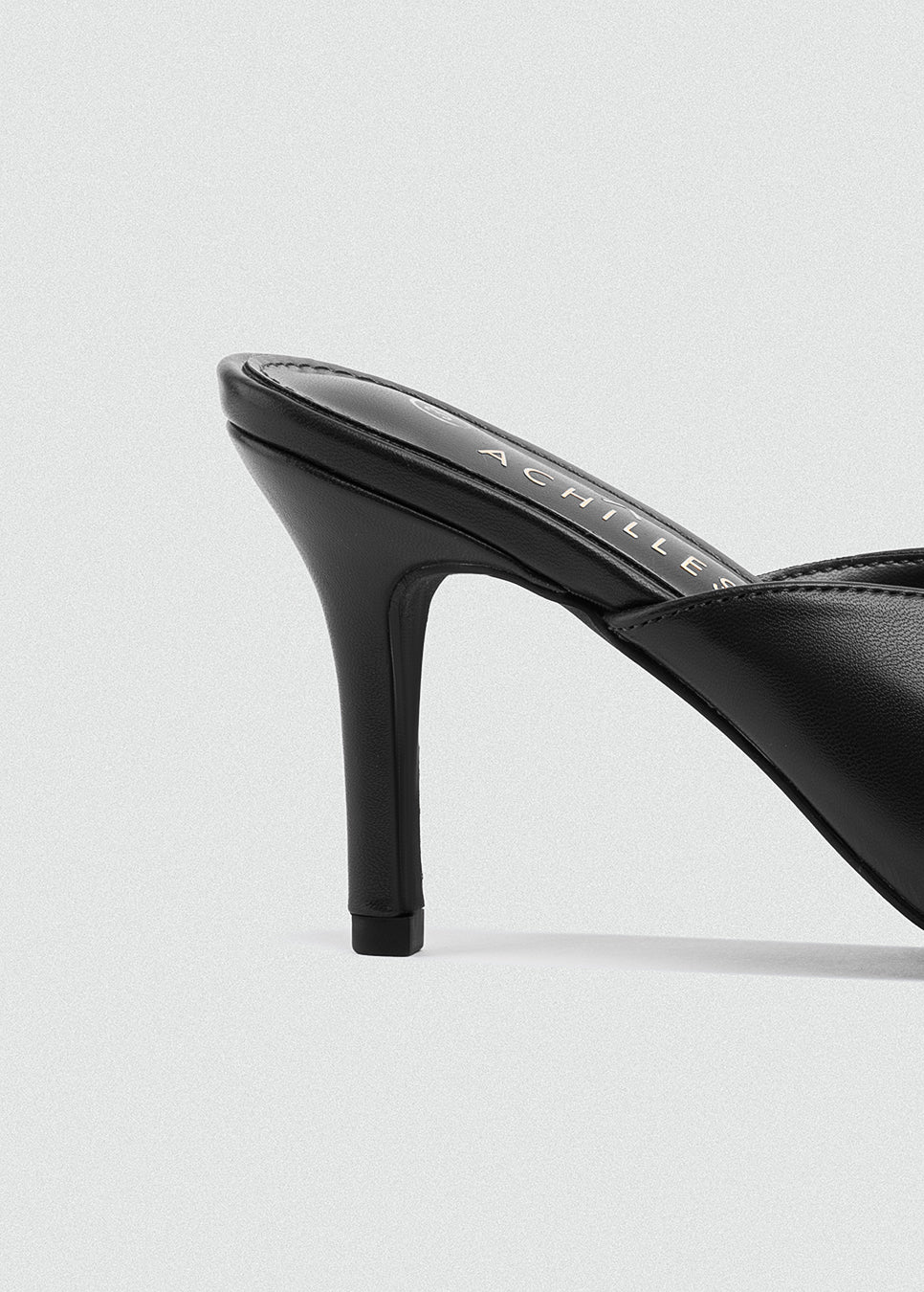 Notched Peep-Toe Slip-On Mules - Black