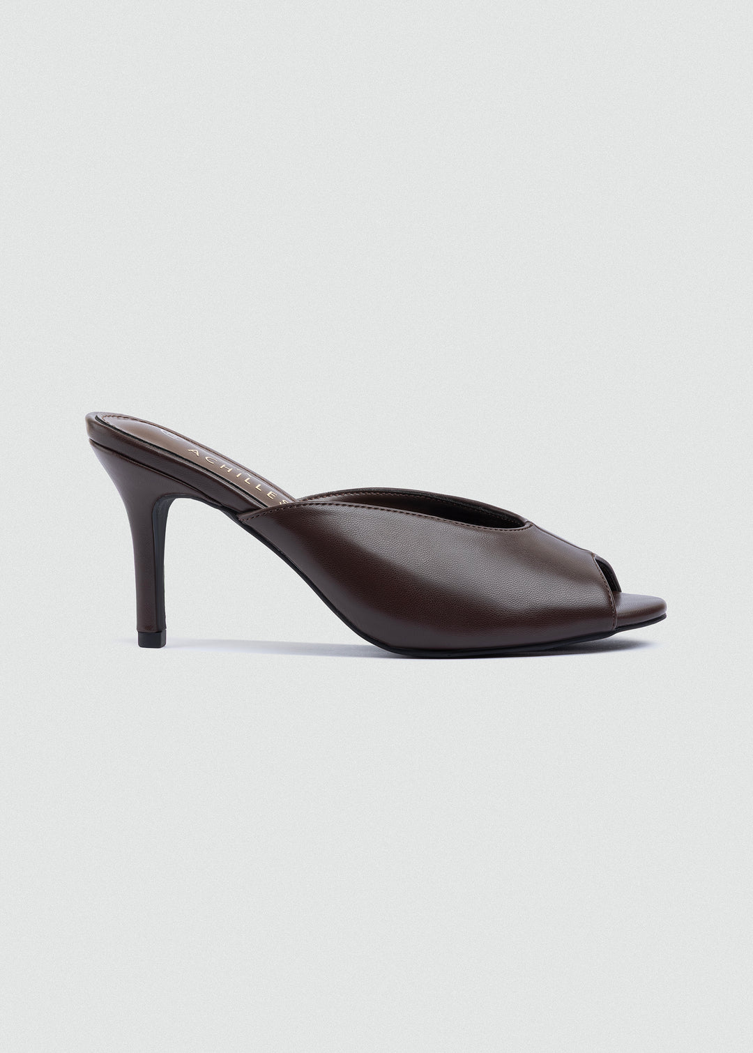 Notched Peep-Toe Slip-On Mules - Brown