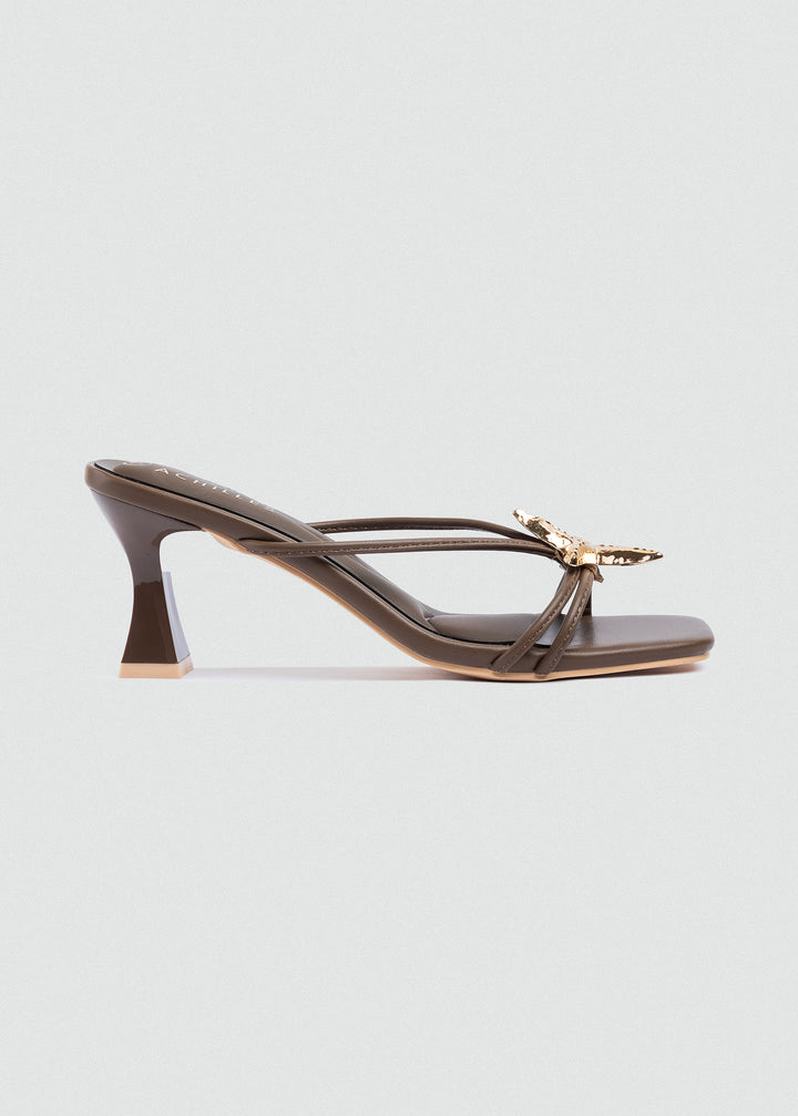 Starfish Charm Strappy Heeled Mules - Brown