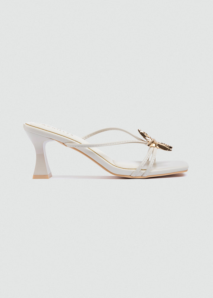 Starfish Charm Strappy Heeled Mules - Off White