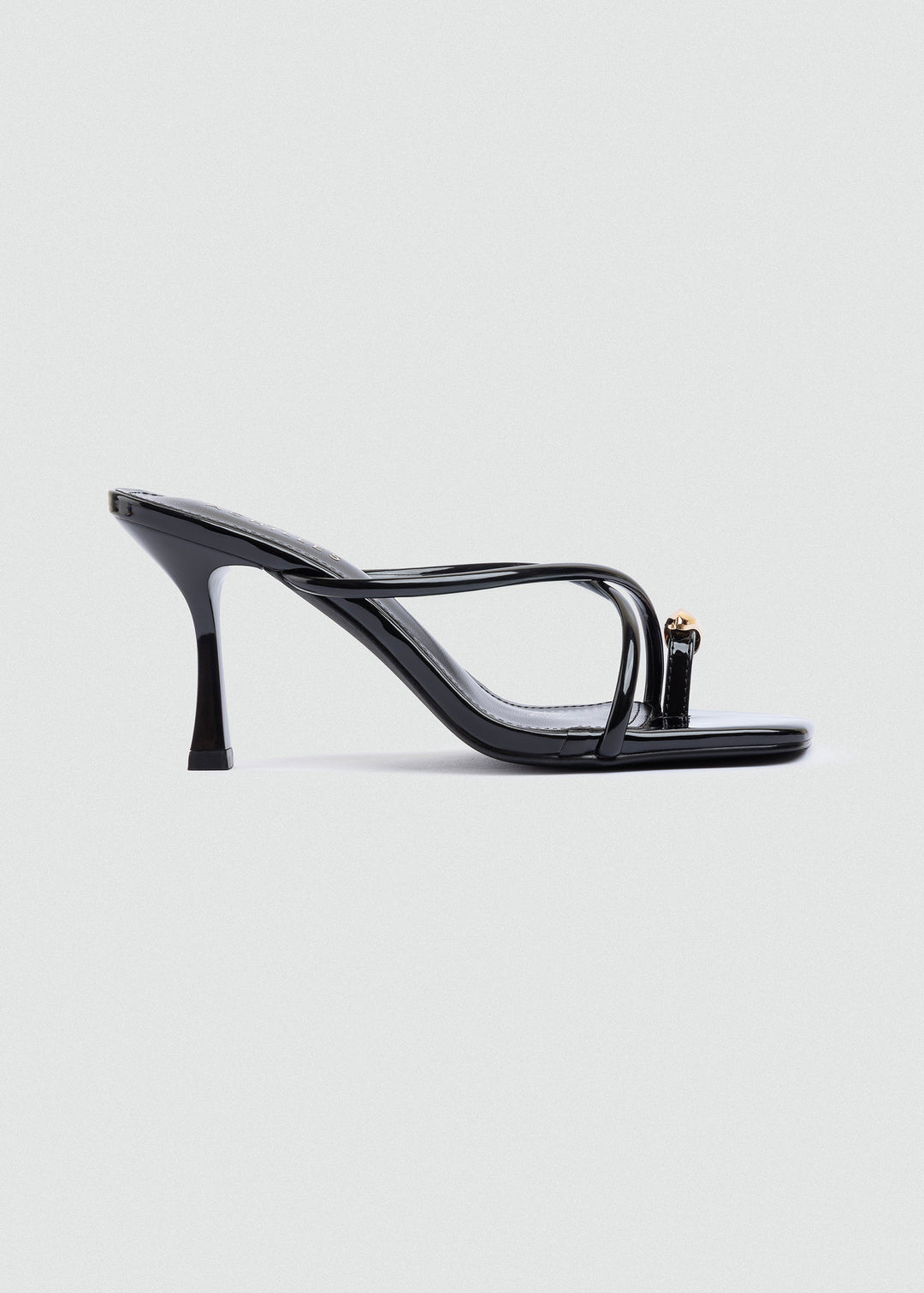 Thong Cabochon Stiletto Heels - Black