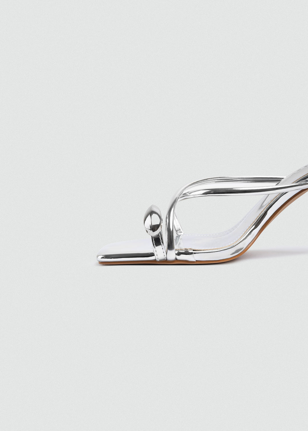 Thong Cabochon Stiletto Heels - Silver