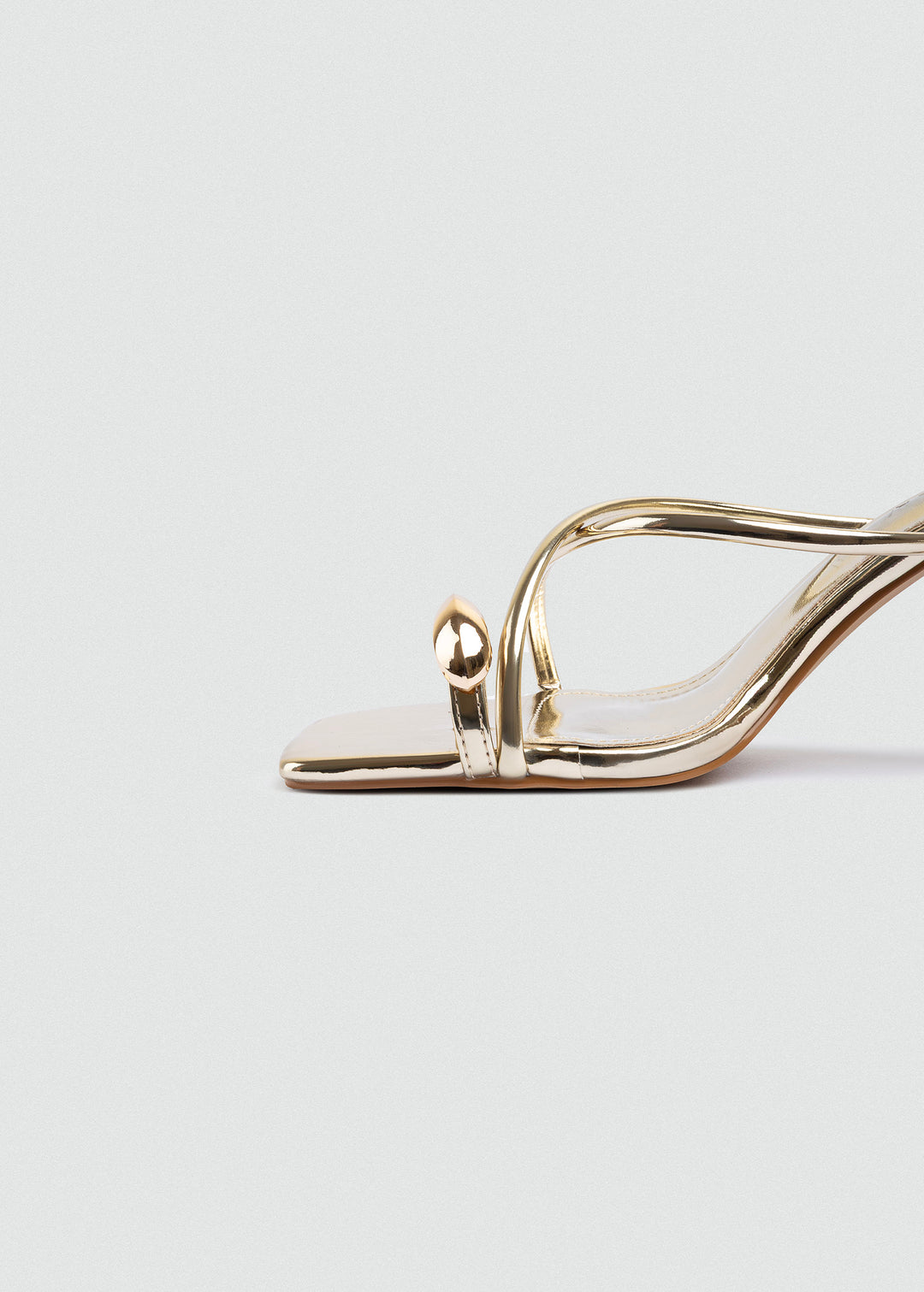 Thong Cabochon Stiletto Heels - Gold