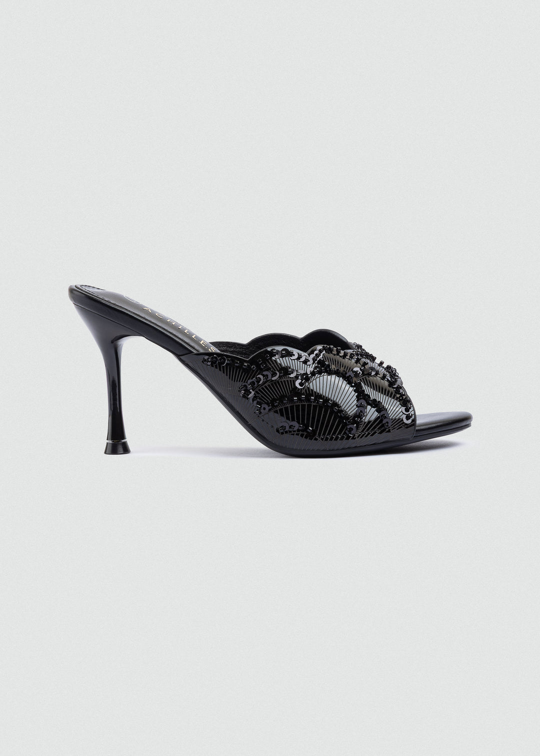 Beaded Lattice Slip-On Mules - Black
