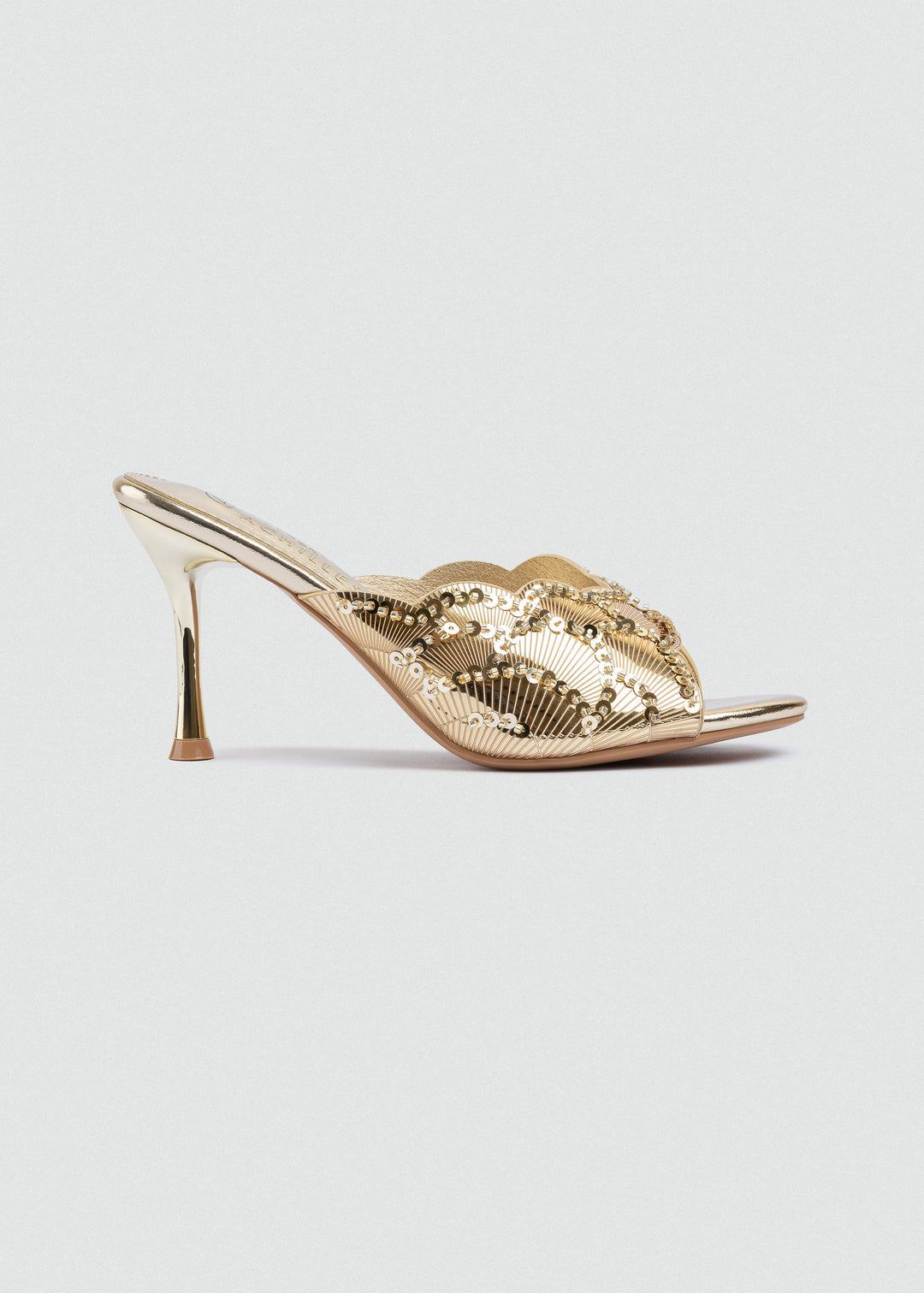 Beaded Lattice Slip-On Mules - Gold