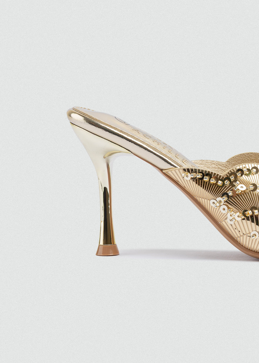 Beaded Lattice Slip-On Mules - Gold