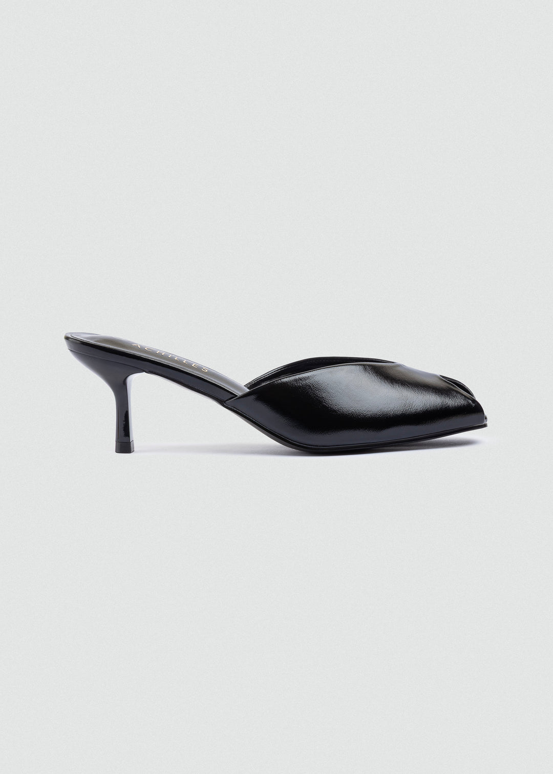 Matte leather V-Cut - Peep-Toe Mules - Black