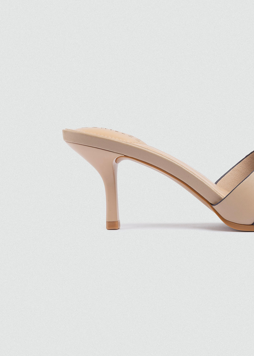 Wide-Band Buckle Slip-On Mules - Beige