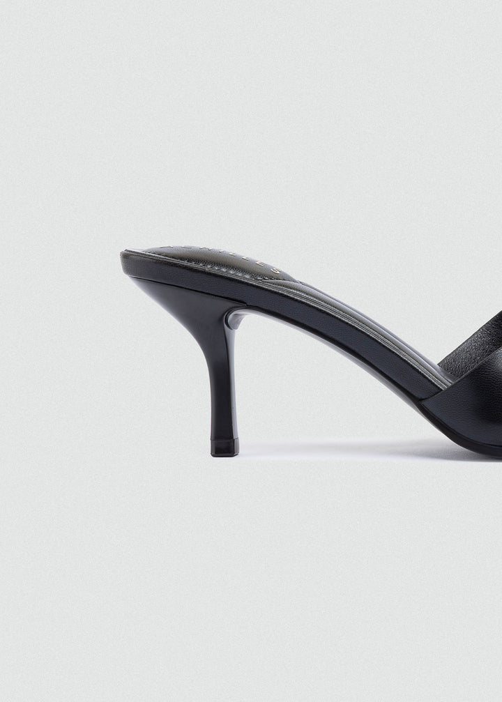 Wide-Band Buckle Slip-On Mules - Black