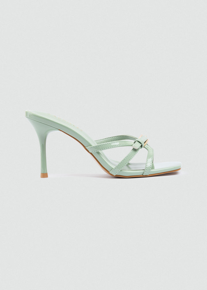 Patent Thin-Strap Buckle Mules - Mint Green