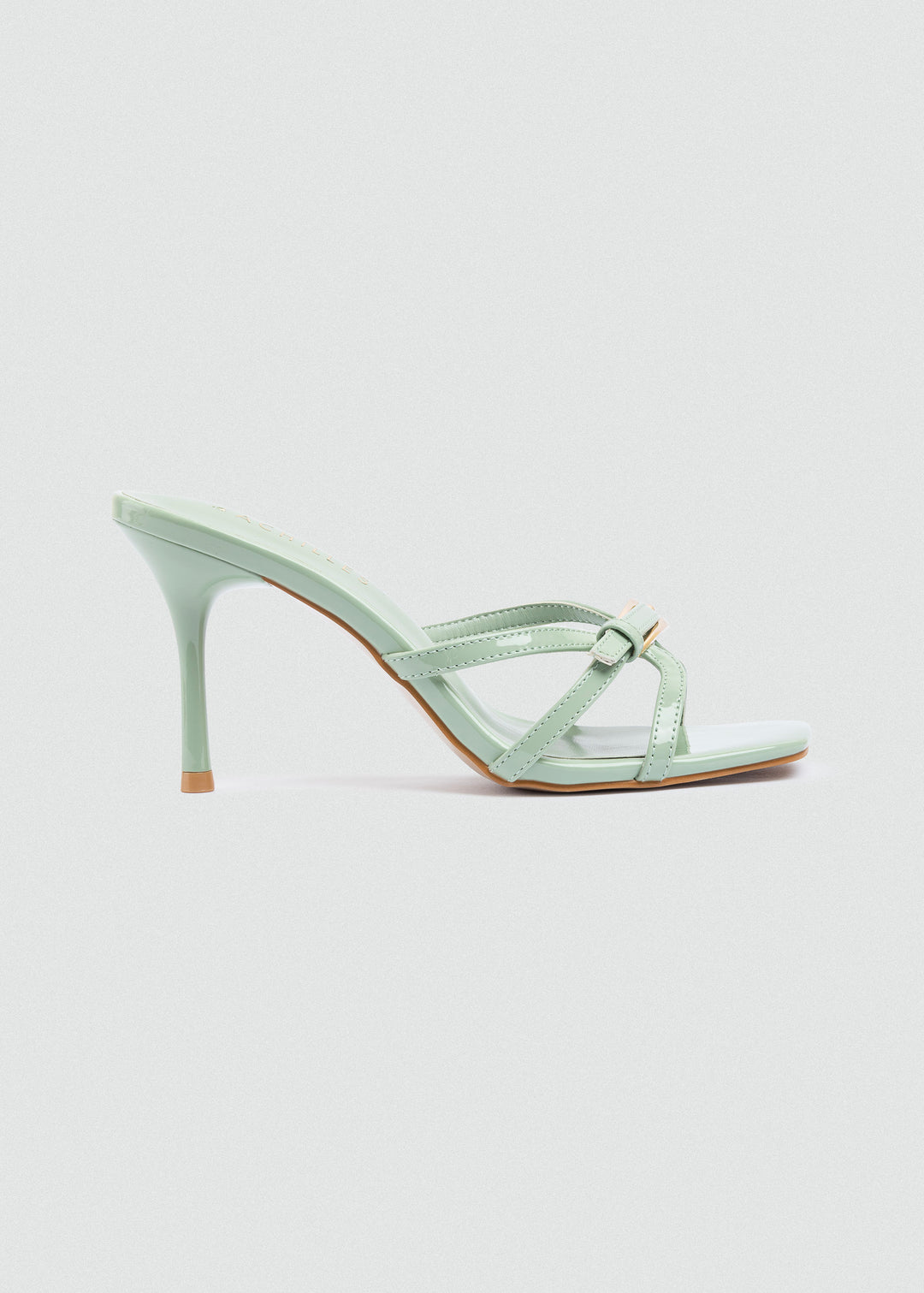 Patent Thin-Strap Buckle Mules - Mint Green