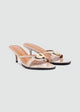 Gold Pebble Kitten-Heel Sandals - Beige