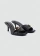 Wide-Band Buckle Slip-On Mules - Black