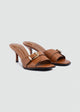Wide-Band Buckle Slip-On Mules - Brown