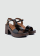 Patent Platform Block-Heel Sandals - Black