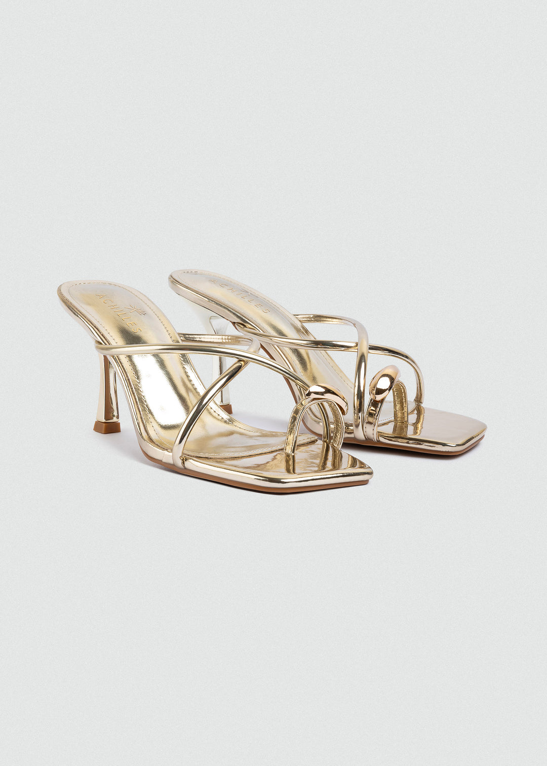 Thong Cabochon Stiletto Heels - Gold