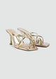 Thong Cabochon Stiletto Heels - Gold