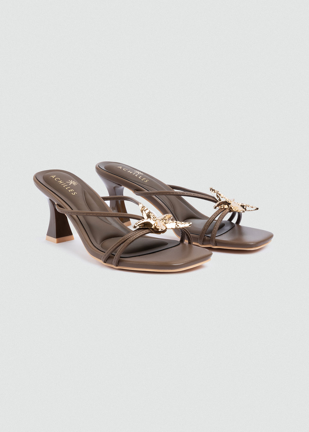 Starfish Charm Strappy Heeled Mules - Brown