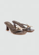 Starfish Charm Strappy Heeled Mules - Brown