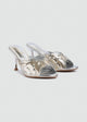 Beaded Lattice Slip-On Mules - Silver