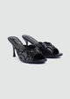 Beaded Lattice Slip-On Mules - Black