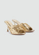 Beaded Lattice Slip-On Mules - Gold