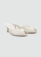Matte leather V-Cut - Peep-Toe Mules - White