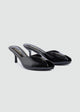 Matte leather V-Cut - Peep-Toe Mules - Black