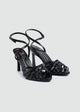 Wrap-Strap Patent Heeled Sandals - Black