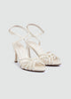 Wrap-Strap Patent Heeled Sandals - White
