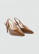 Double-Buckle Patent Slingback Pumps - Café