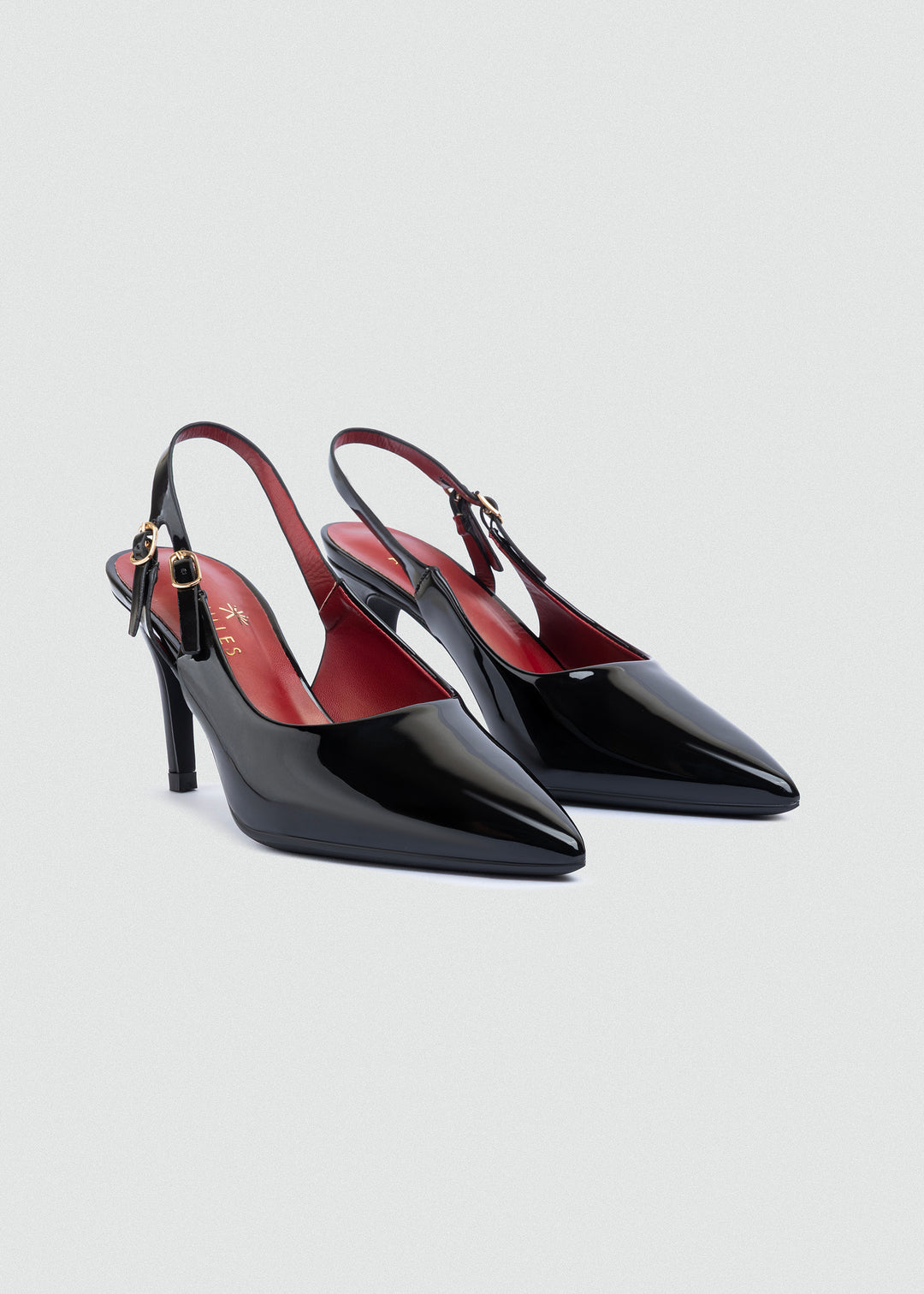 Double-Buckle Patent Slingback Pumps - Black