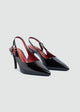 Double-Buckle Patent Slingback Pumps - Black