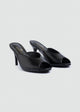 Notched Peep-Toe Slip-On Mules - Black