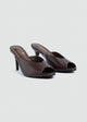Notched Peep-Toe Slip-On Mules - Brown
