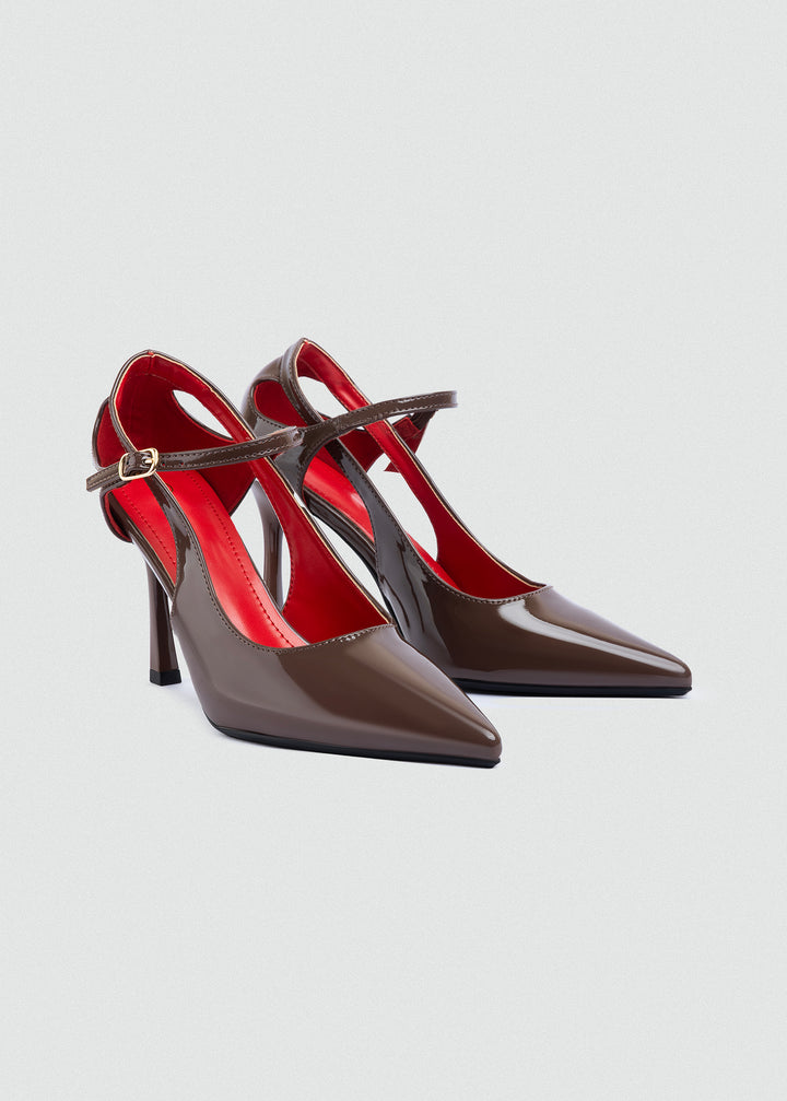 Pointed D'Orsay Ankle-Strap Pumps - Brown