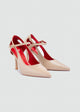 Pointed D'Orsay Ankle-Strap Pumps - Beige
