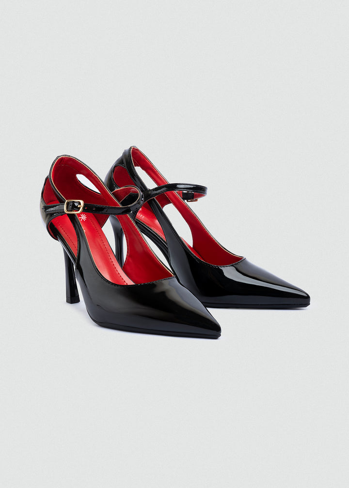 Pointed D'Orsay Ankle-Strap Pumps - Black